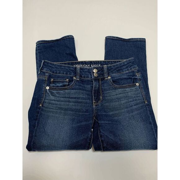 American Eagle Outfitters Womens Denim Jeans Artist Crop Blue Wash Size 4 - Picture 5 of 8